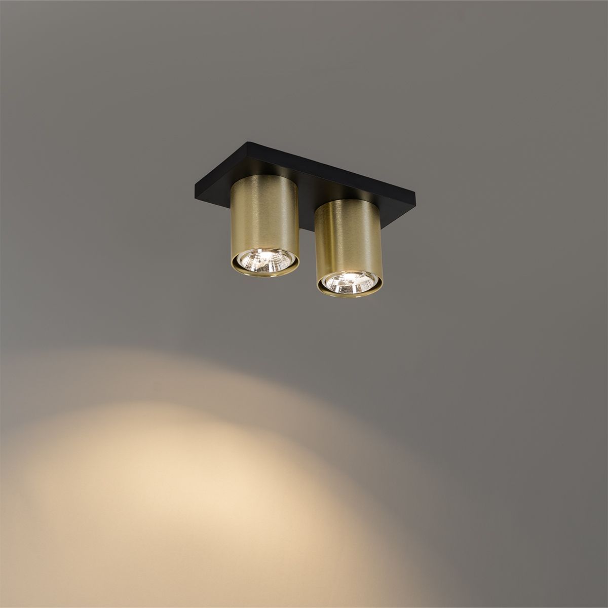 Moderne plafondspot zwart met goud 2-lichts - Tubo
