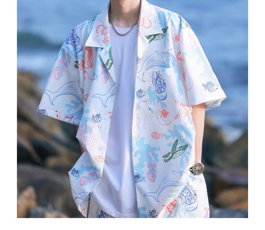 blastealle - Set: Shirt met korte mouwen en print + Losse shorts