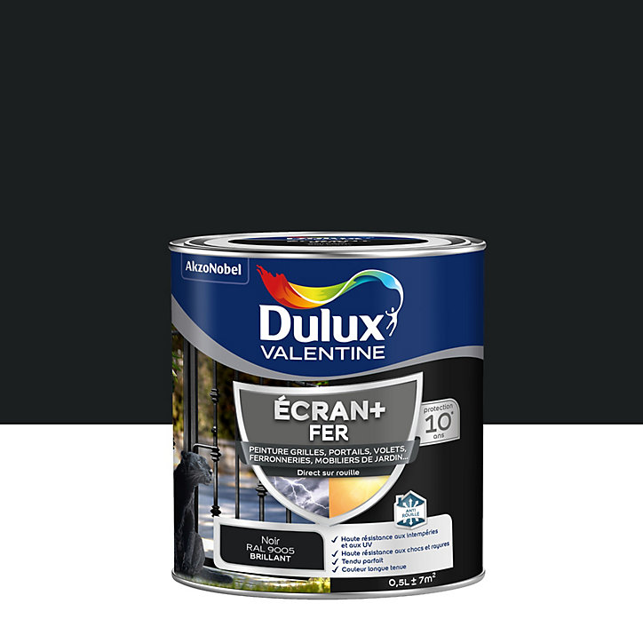 Peinture extérieure Ecran+ fer Dulux Valentine brillant noir 500ml