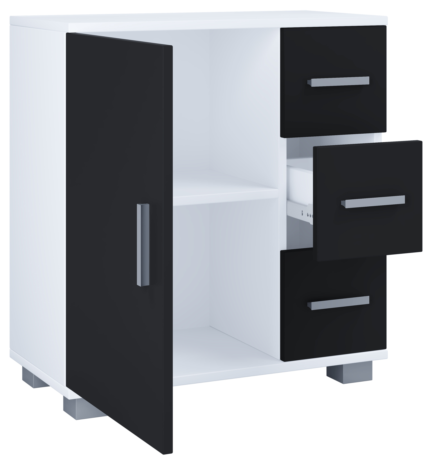 Midischrank ZALO XL - schwarz-weiß - 60 cm