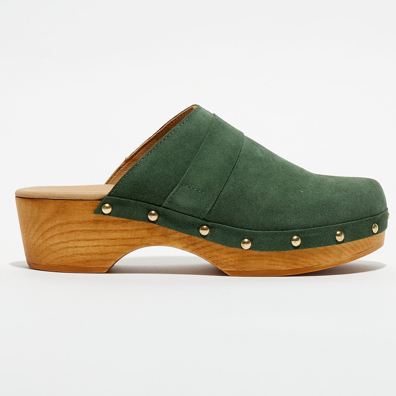 Apologie Studio Sabots en Velours de Cuir Sofia kaki - Talon 5 cm