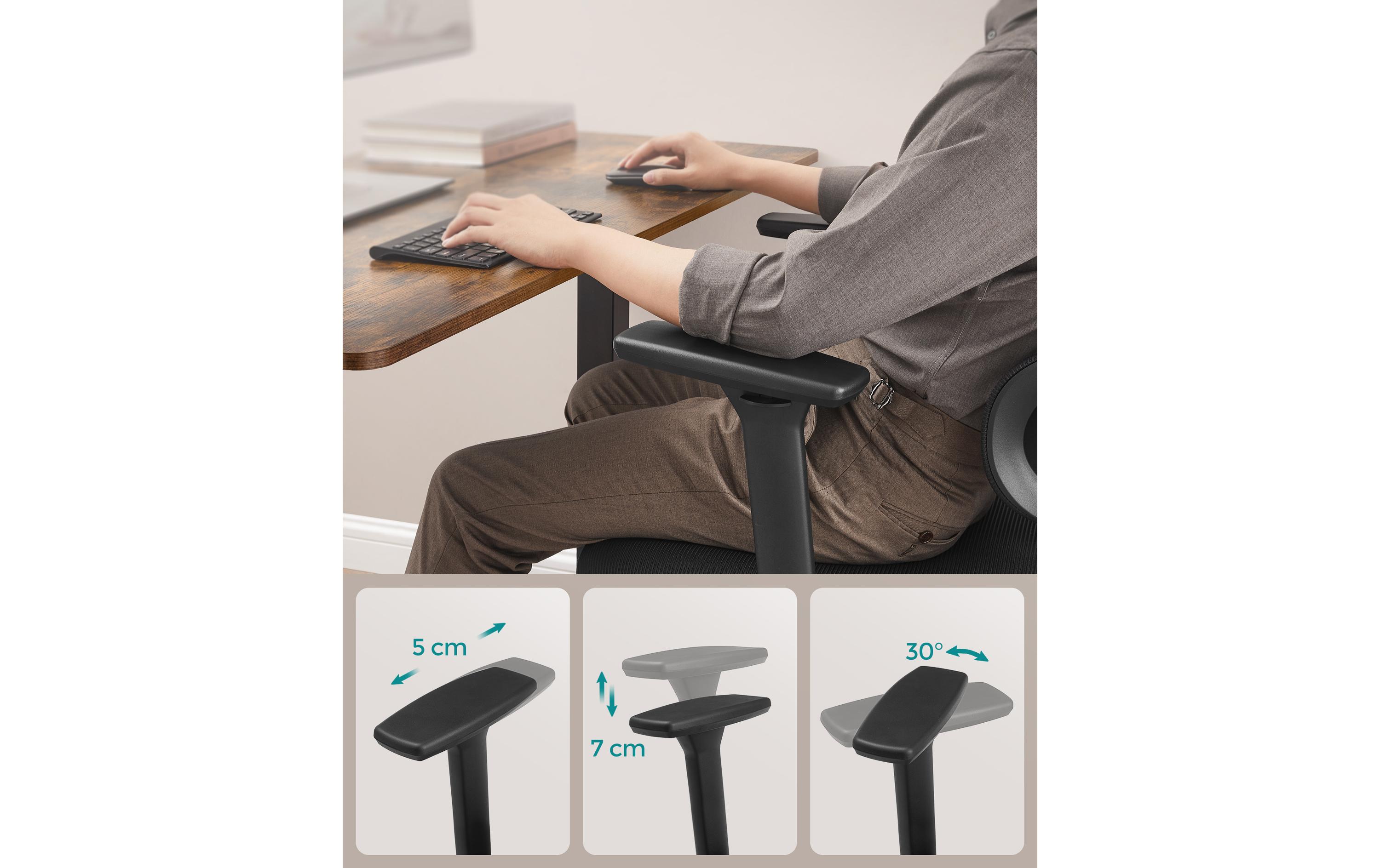 Bürostuhl mit Kopfstütze und Armlehnen, Schwarz<br>Bequemer und robuster Schreibtischstuhl