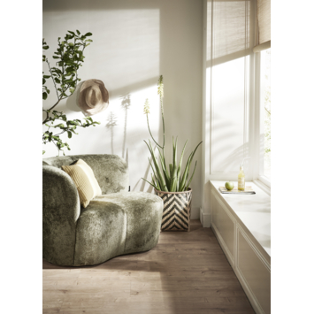 WOOOD fauteuil Stone warmgroen velvet structuur met leuning links