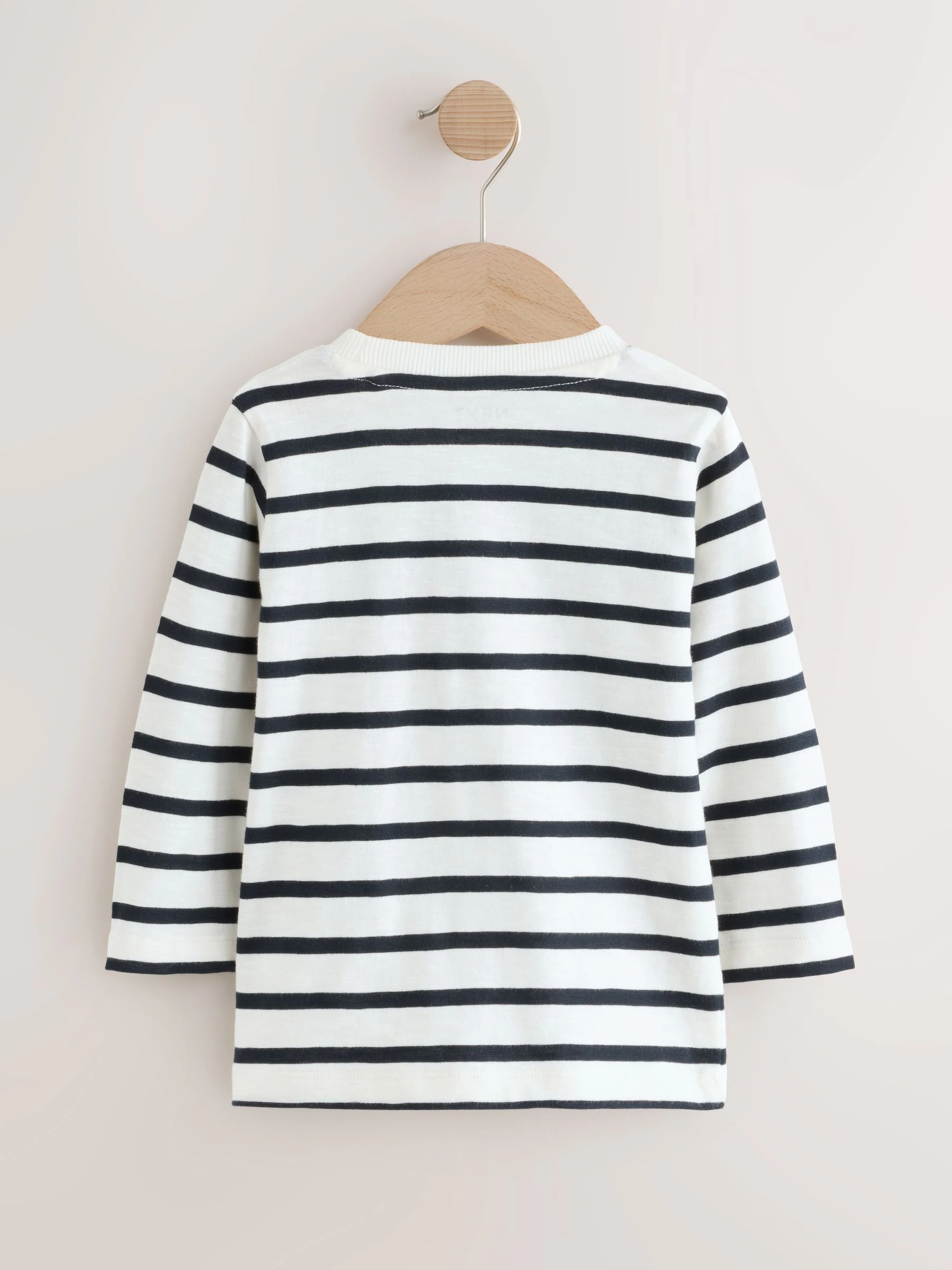 Wit/blauw Santa-applicatie - Kerst-T-shirt met lange mouwen (3mnd -7jr)