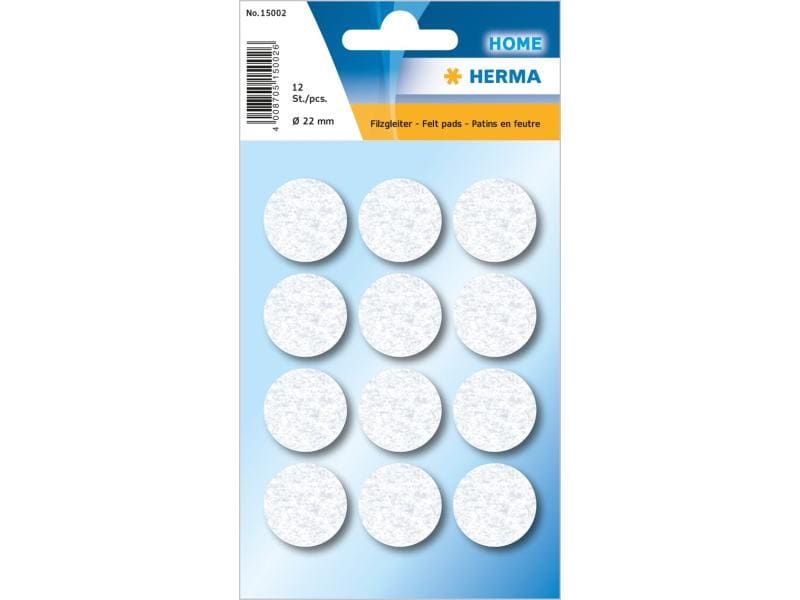 Herma Stickers Filzgleiter Ø 22 mm, Weiss, 12 Stück Filzgleiter schützen Untergründe vor Verkratzen