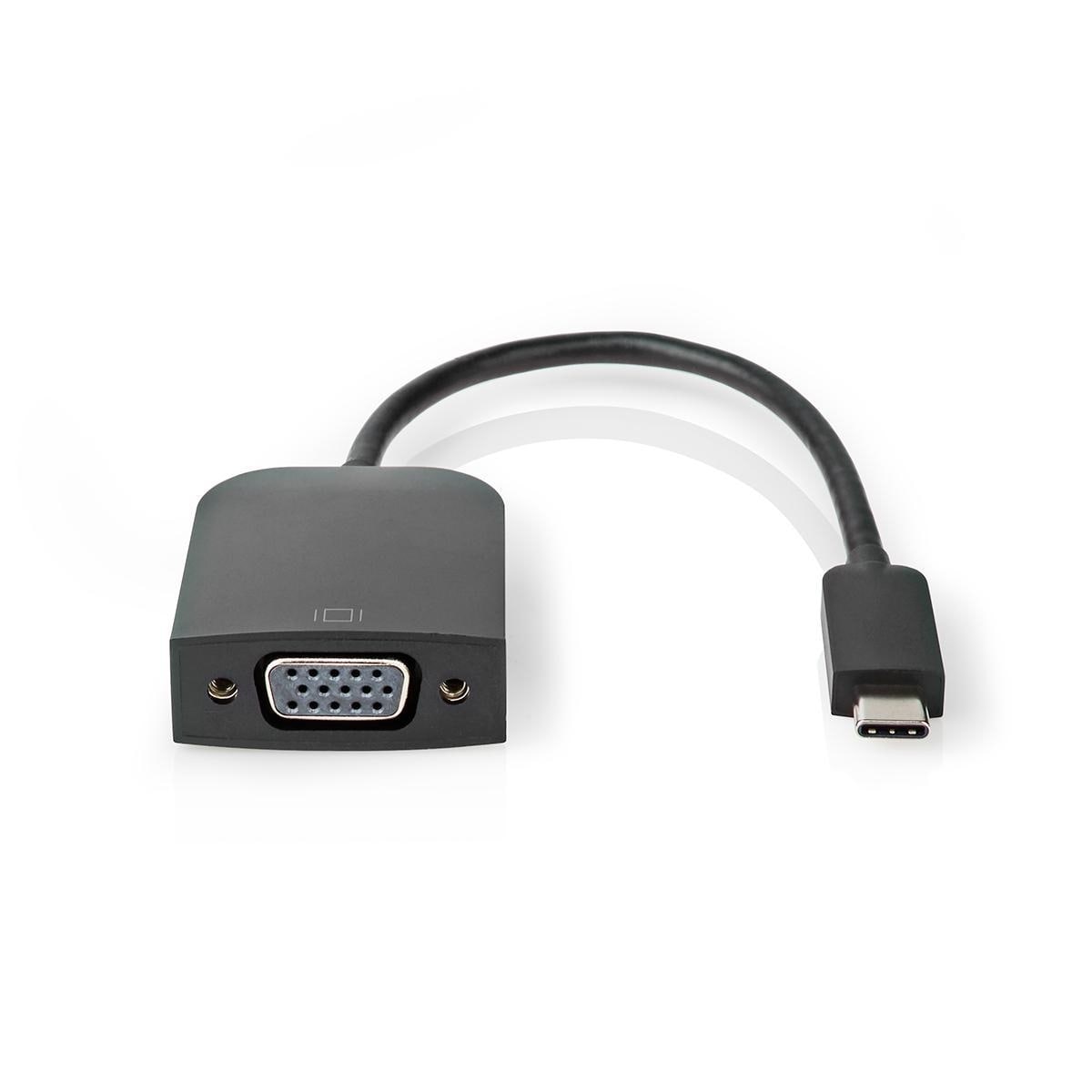 Nedis USB-C™ Adapter | USB 3.2 Gen 1 | USB-C™ Hann | VGA Hun 15p | 1920x1200 | 5 Gbps | 0.20 m | Rund | Nikkel belagt | PVC | Sort | Plastpose