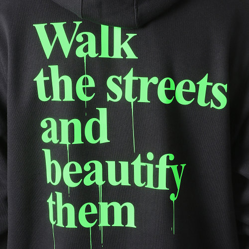 Sweat Capuche Walk Noir Vert Fluo