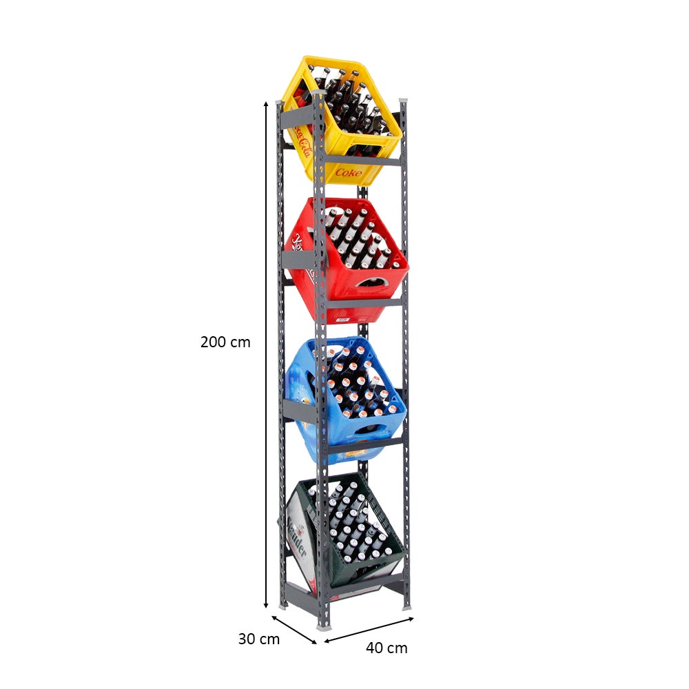 PROREGAL Drankkratplank, Hoog Big Camel, HxBxD 200 x 40 x 30 cm, Antraciet