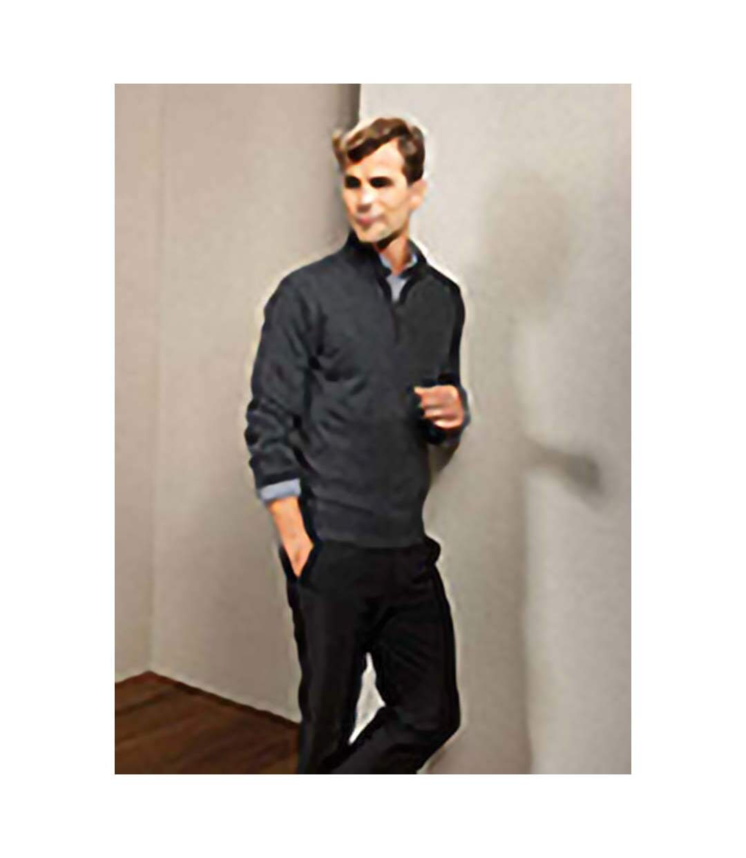 Premier - Pull tricoté à col zippé - Homme (Gris foncé) - UTRW5590