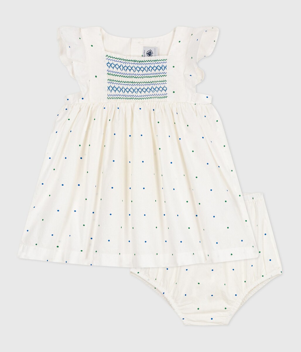 PETIT BATEAU<br>Vestido e calcinha com estampa de bolinhas em popeline