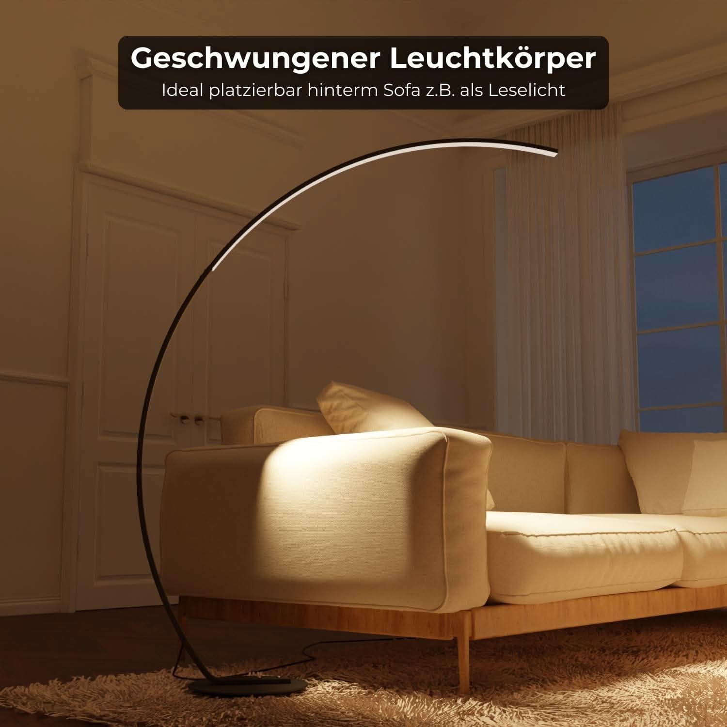 Stehlampe Bogenlampe 'Mavea' dimmbar LED Wohn & Schlafzimmer Bogenleuchte Leselampe Bogenstehlampe Smart Home Amazon Alexa Google Home Tuya