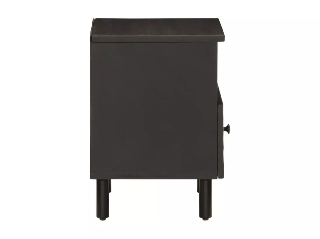 Prolenta Premium - Table de chevet noir 40x33x46 cm bois de manguier solide
