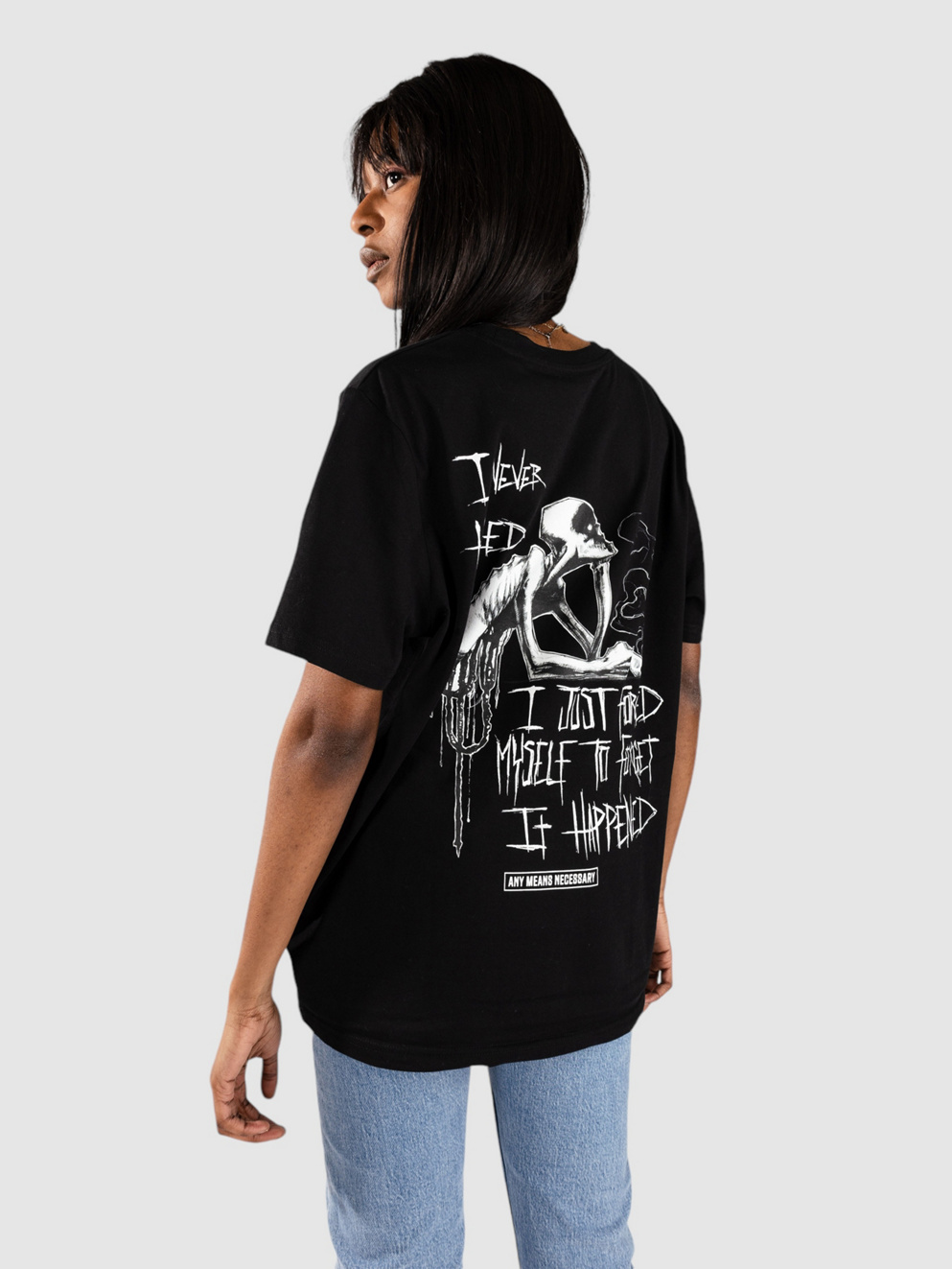 Any Means Necessary To Forget T-Shirt black