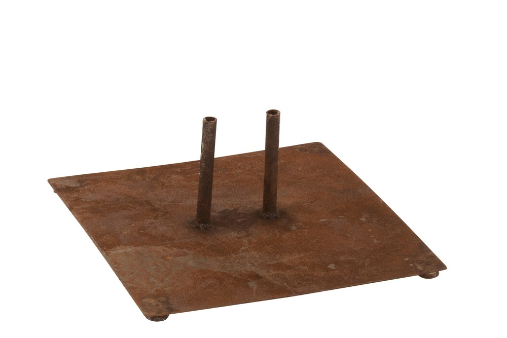 Pied pour 2 piques metal avec imitation rouille l
