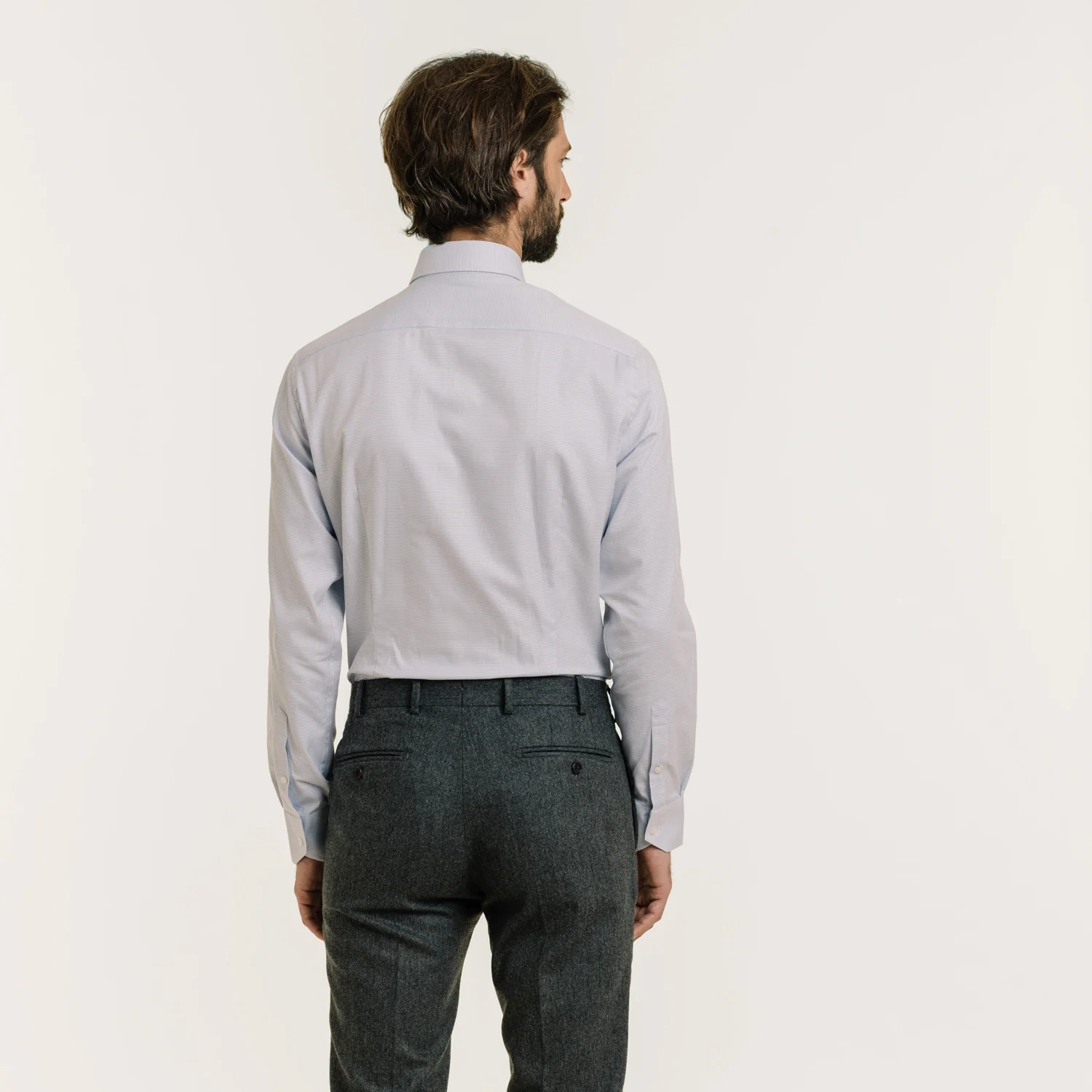 Fitted shirt in royal double-twisted blue flea-foot oxford