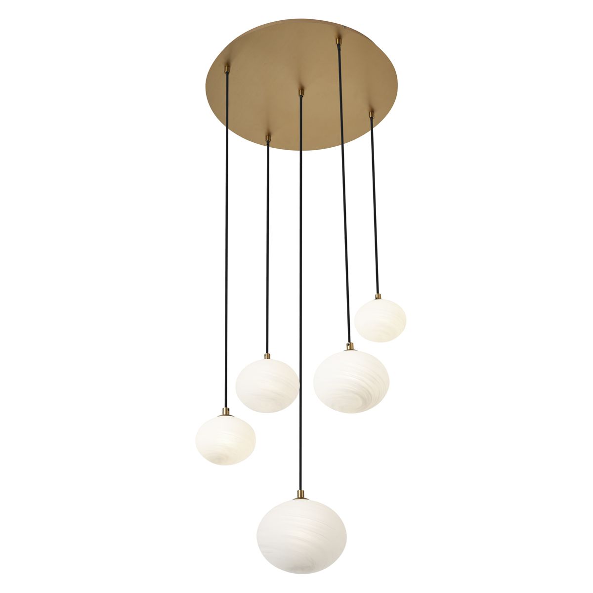 Art Deco hanglamp goud met opaal glas 5-lichts - Yani