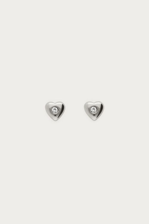 Studs met hartje en strass steen