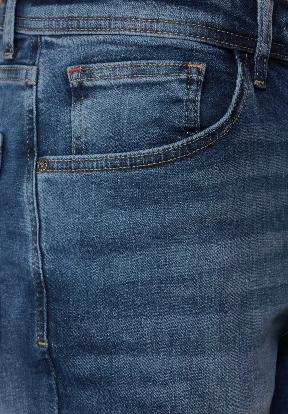 Slim Fit Jeansshorts - mid blue random wash
