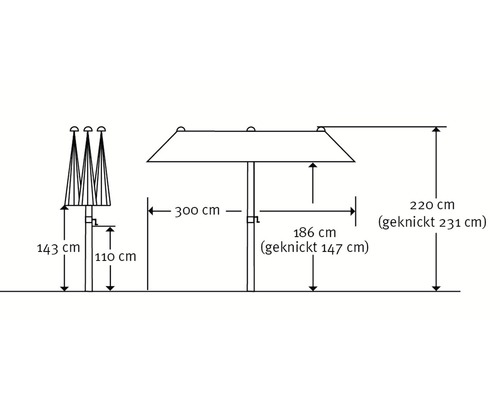 Schneider Salerno parasol 300 x 150 cm antraciet