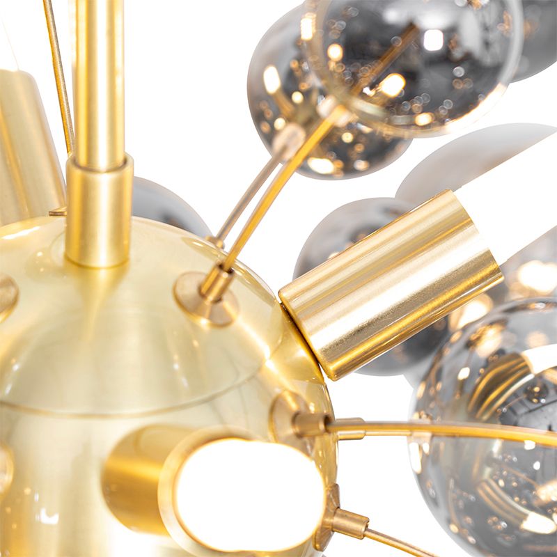 Design hanglamp messing met glas smoke 8-lichts - Explode