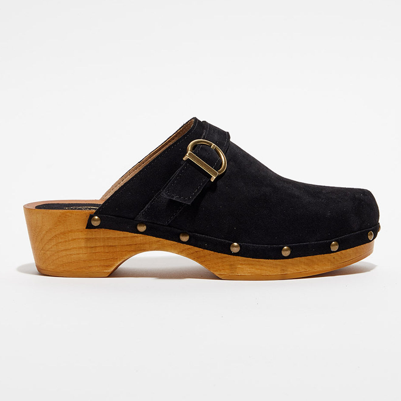 Apologie Studio Sabots en Velours de Cuir Léa noirs - Talon 5 cm