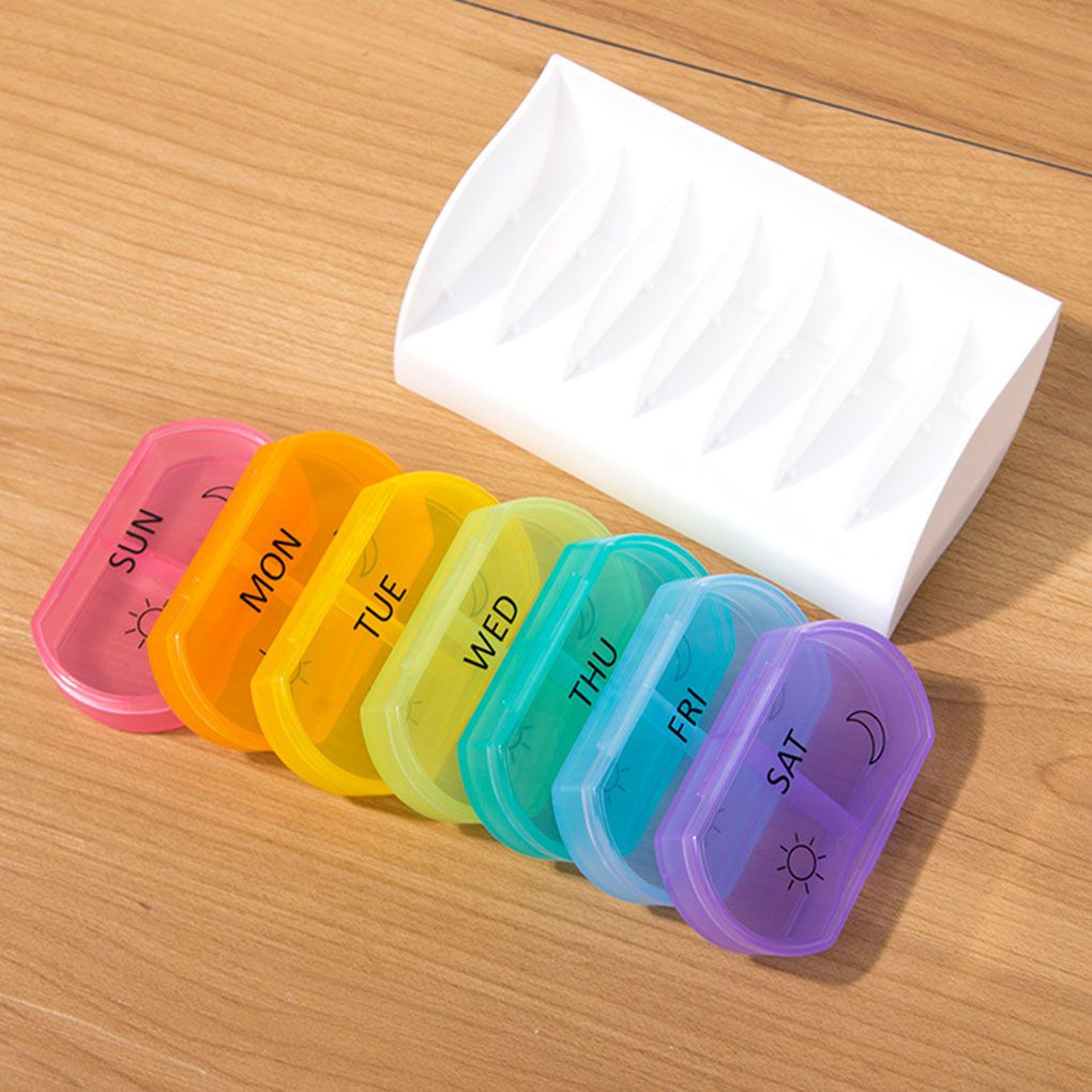 (9-tlg. Set) Medikamenten Dosierer 7 Tage Dosett Tablettenbox Supplements Pillendosen   Aufbewahrungsschublade -  Bunt