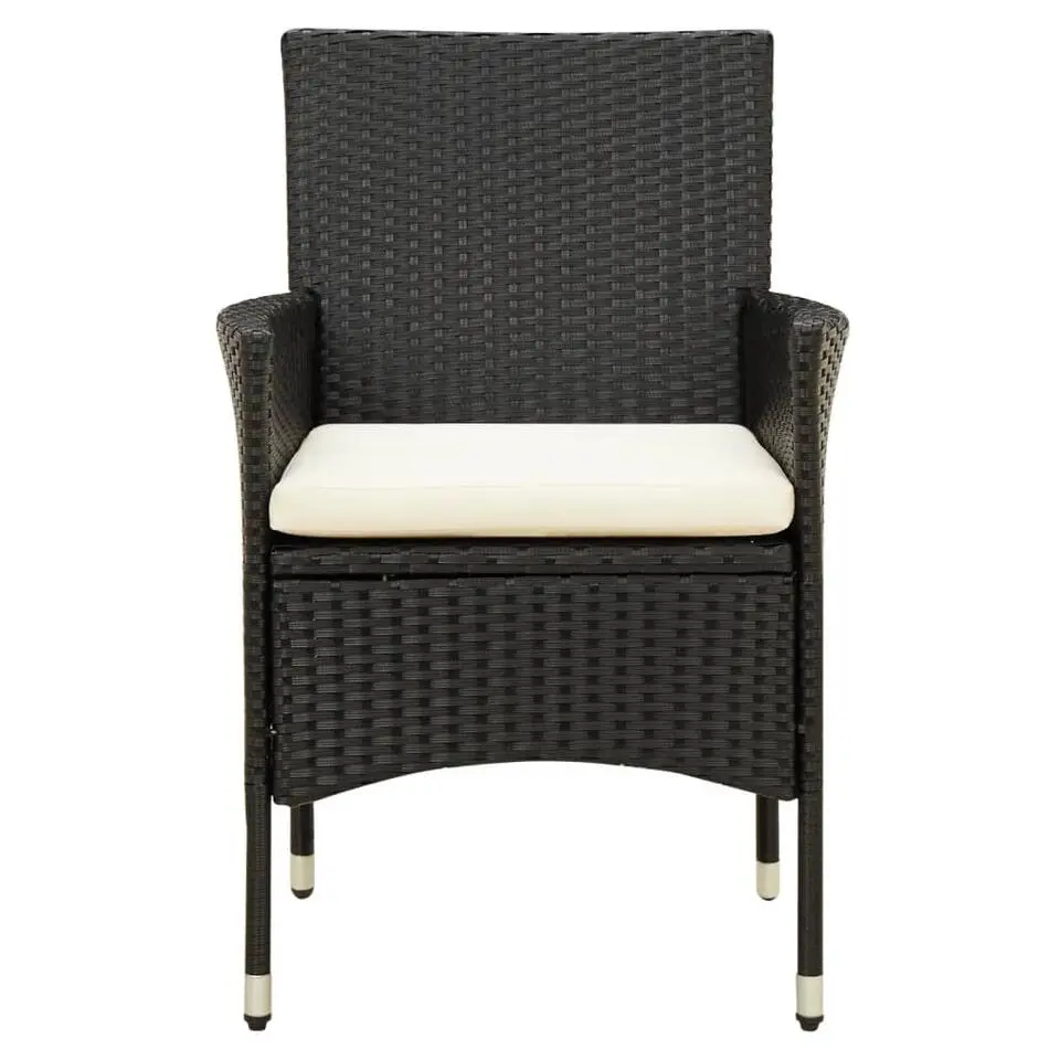 vidaXL - Buitenstoel - Kussens - Zwart - Poly rattan - 2 stuks