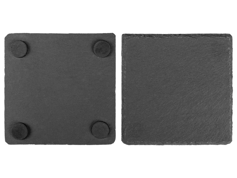 COCON Kerzenuntersetzer 10 x 10 cm, Schiefer, Schwarz, 4 St Untersetzer aus Schiefer für Kerzen