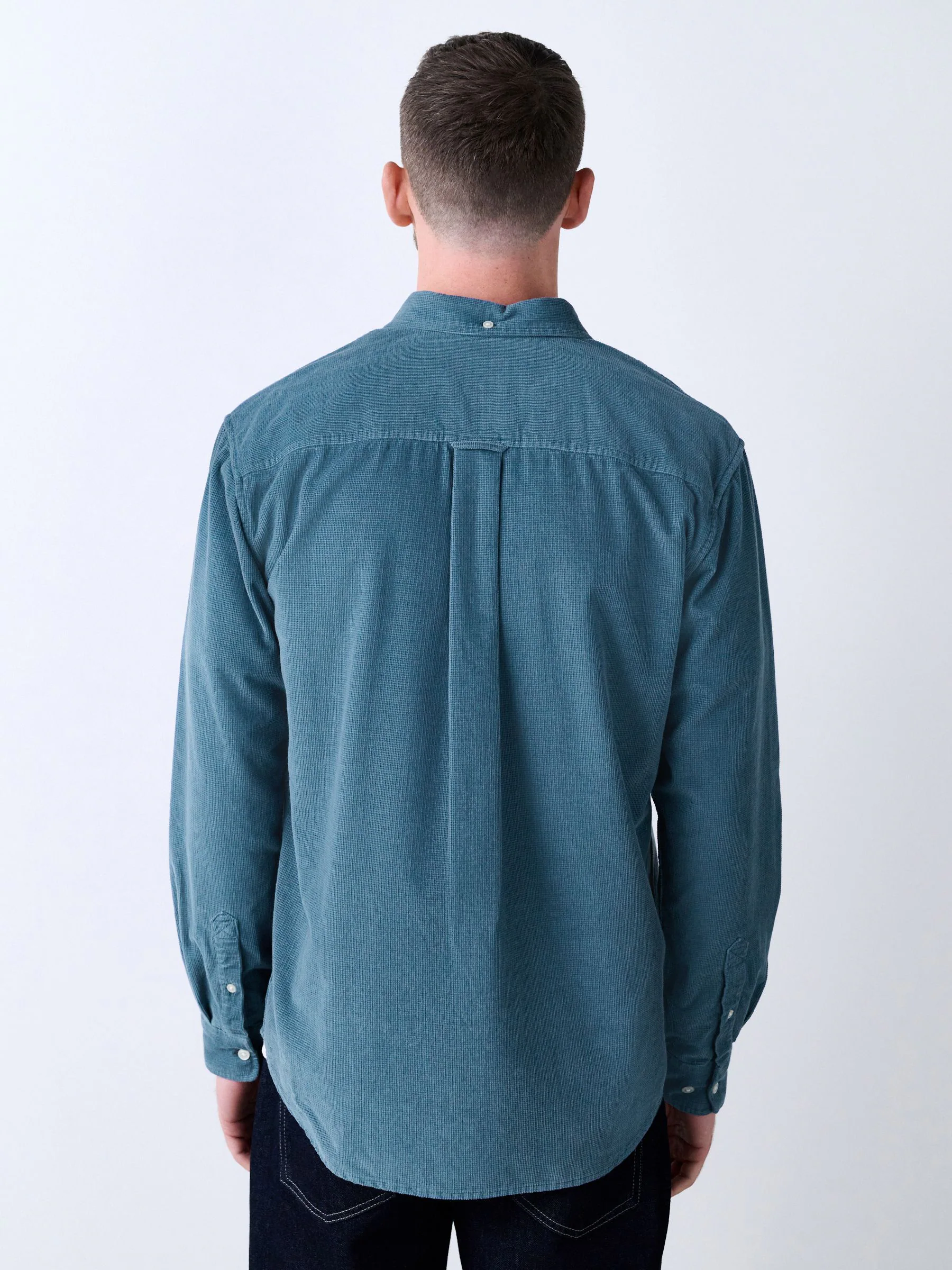 Blauw - Corduroy overhemd met lange mouwen