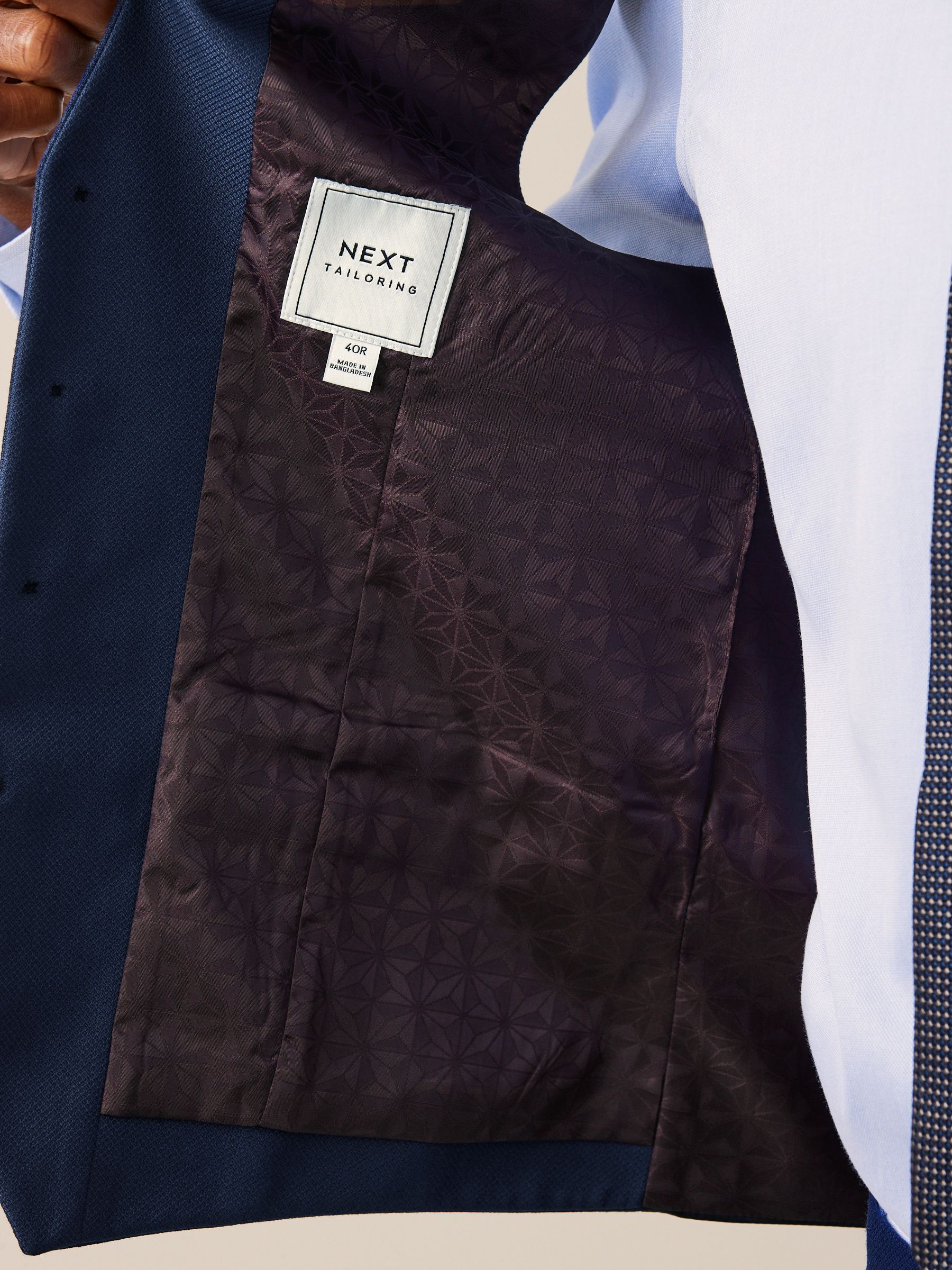 Helderblauw - Herenvest met textuur