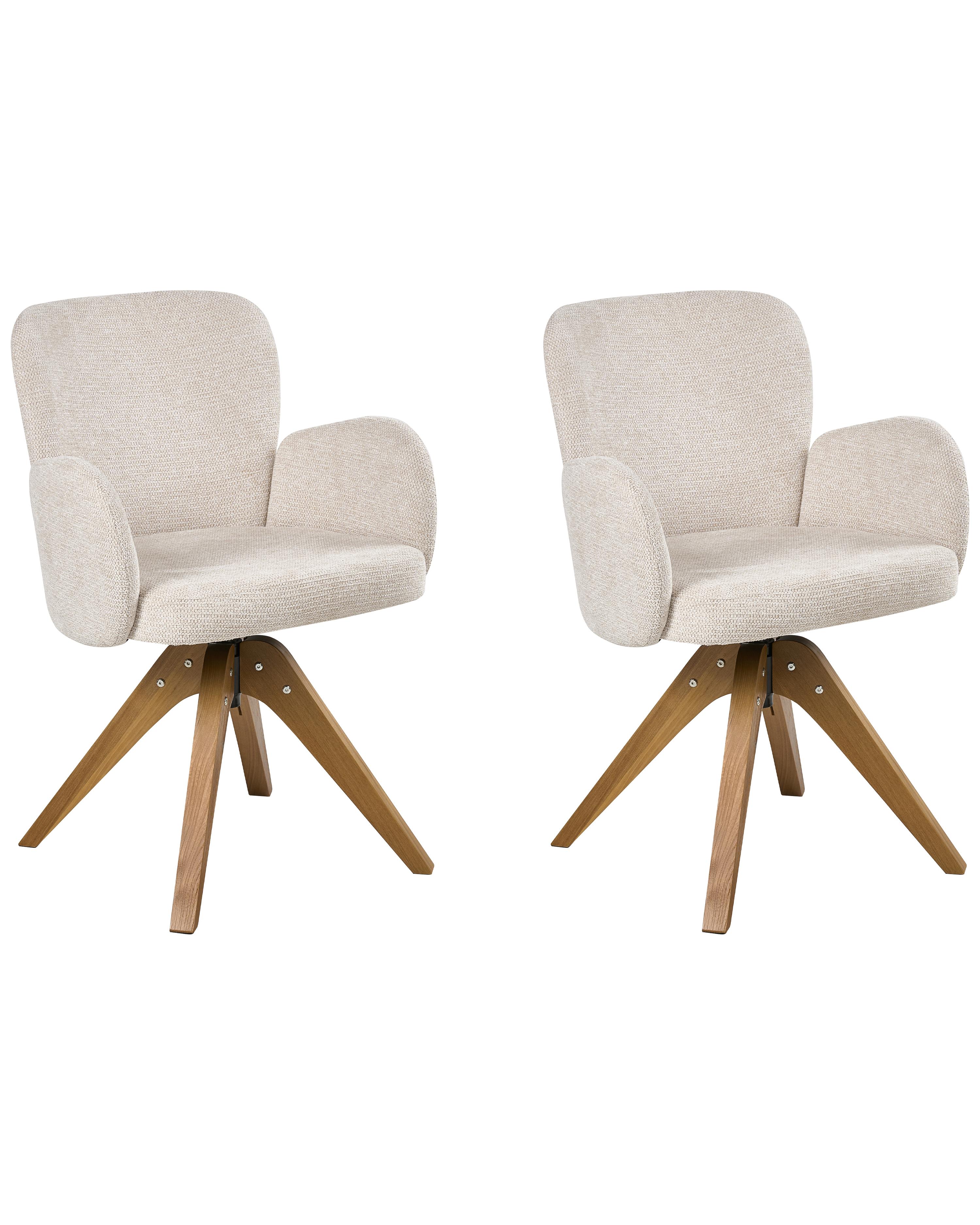 Set van 2 eetkamerstoelen draaibaar JEAN Stof Lichtbeige
