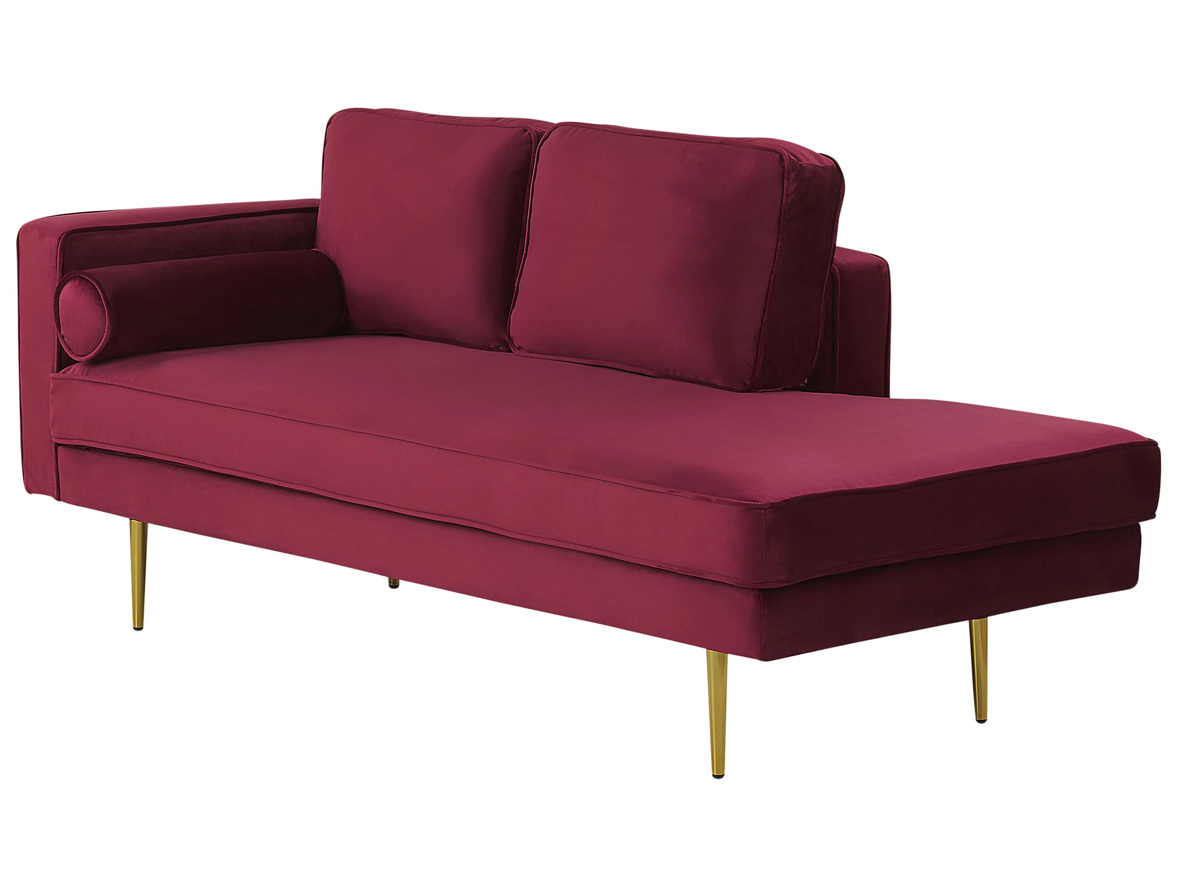Linkszijdige chaise longue MIRAMAS Fluweel Donkerrood