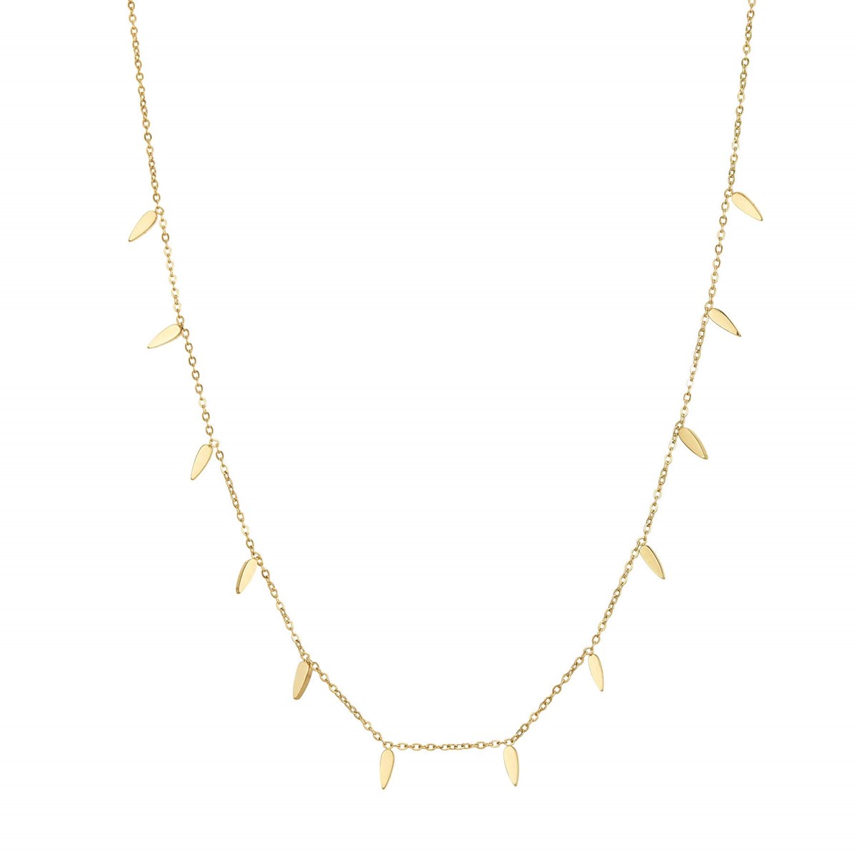 Collier Plume acier doré or