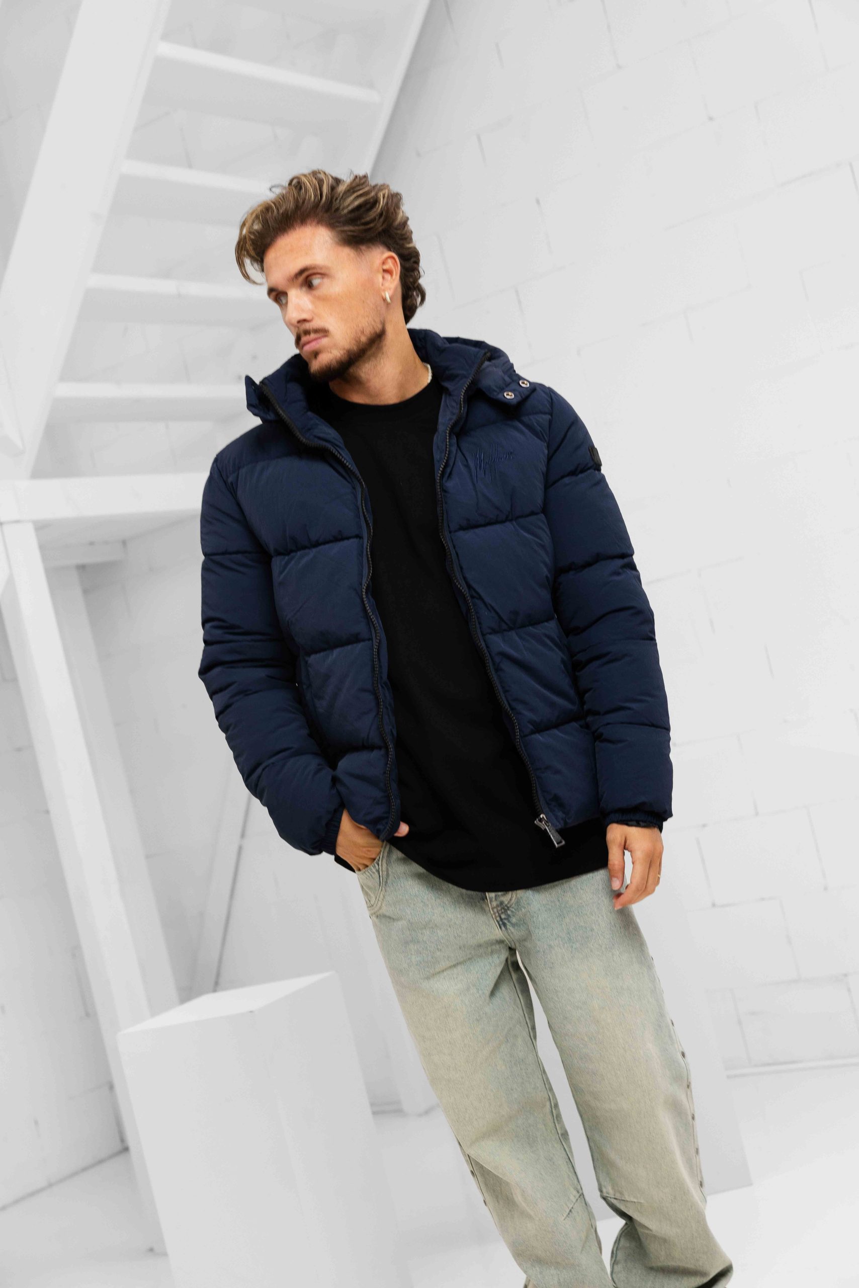 Malelions Donn Puffer Winterjas Heren Donkerblauw