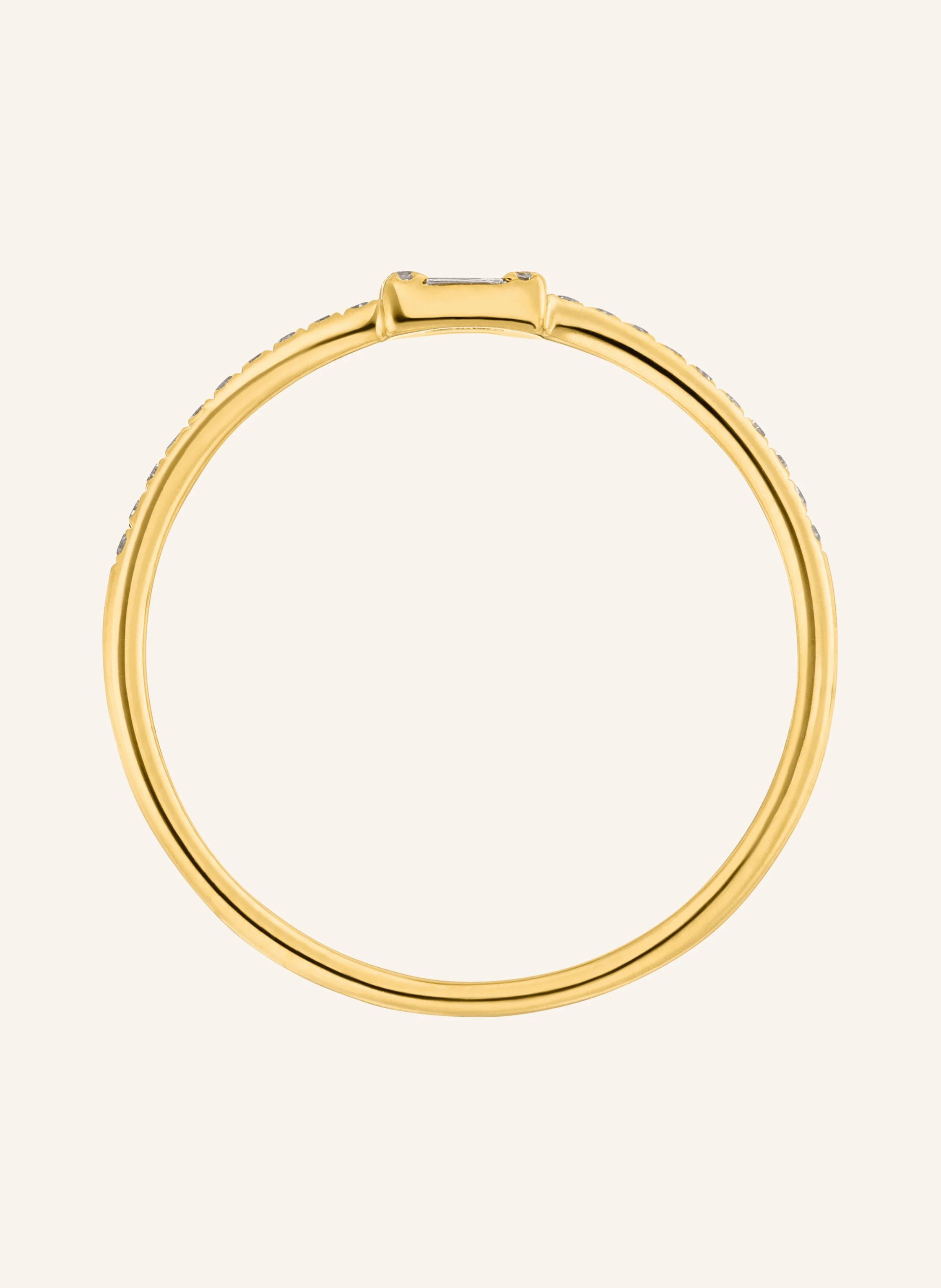 Leaf Ring TINY BAQUETTE aus 14 Karat Gelgold mit Diamanten