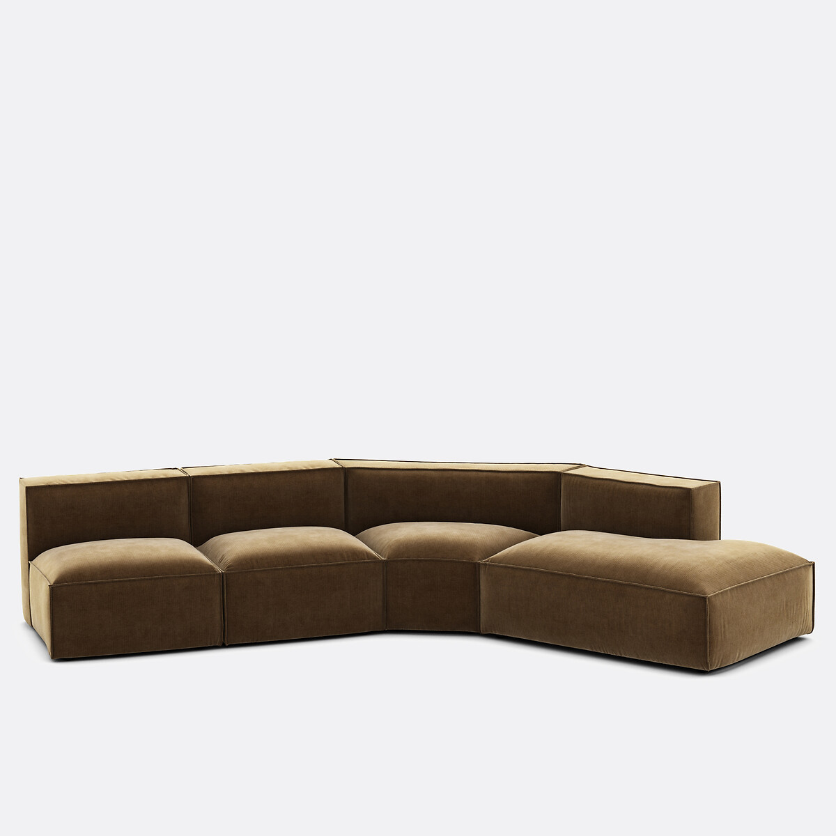 LA REDOUTE INTERIEURS<br>Sofá reto vintage de veludo cotelê de 4 peças Seven