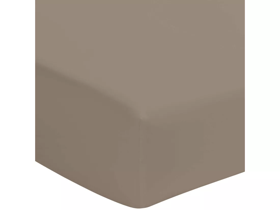 Drap housse taupe 100% coton biologique bonnet 40 cm 160x200 cm