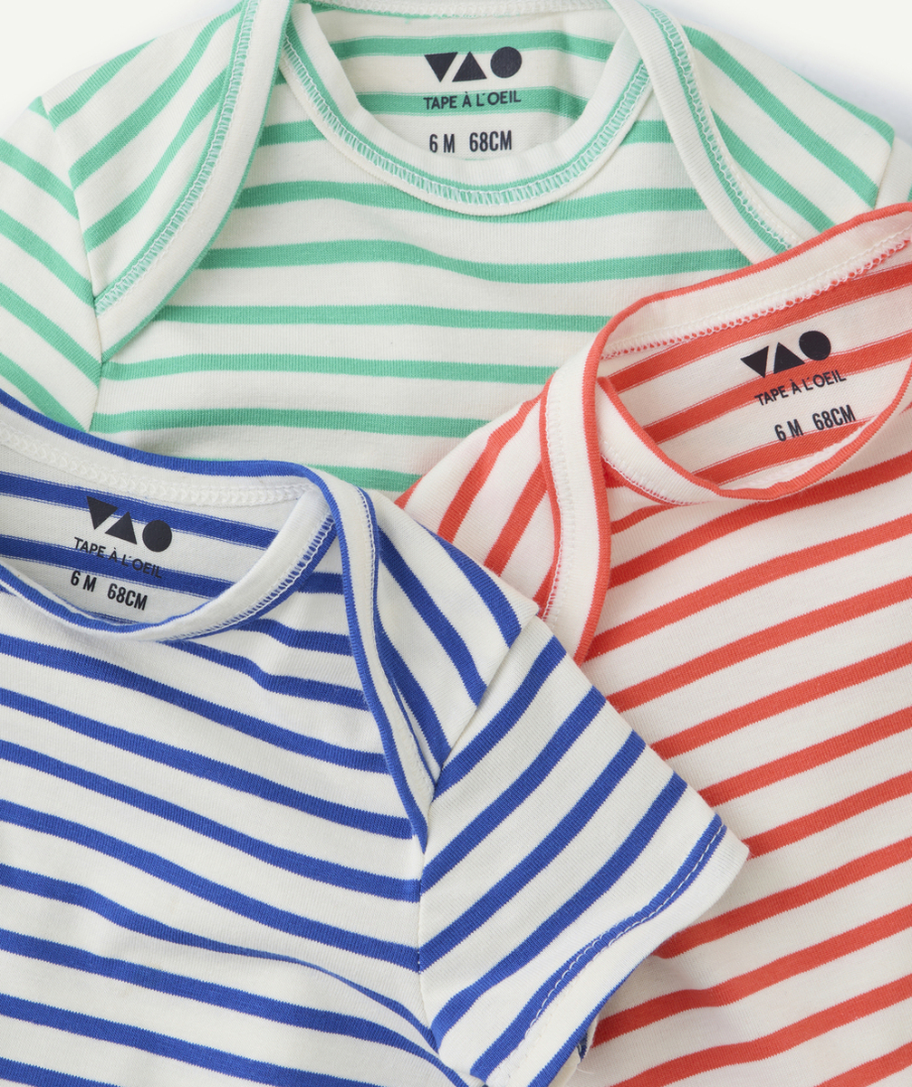 lot de 3 body manches courtes bébé marinière