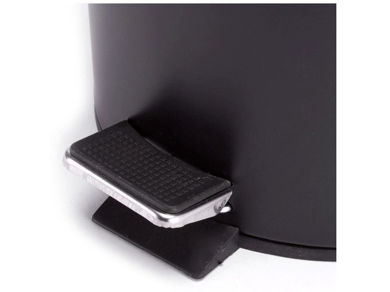MSV Treteimer 5 l, Schwarz Badezimmer Treteimer aus Edelstahl