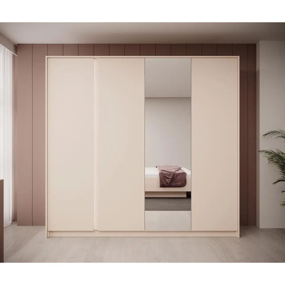 Meubella - Kledingkast Desert - Beige - 220 cm - Met spiegel