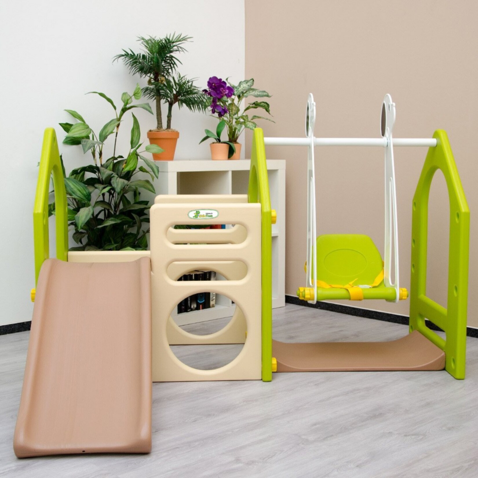 Kinder Spielplatz ab 1 Jahr 155x135 Garten Spielturm - Baby Rutsche mit Schaukel