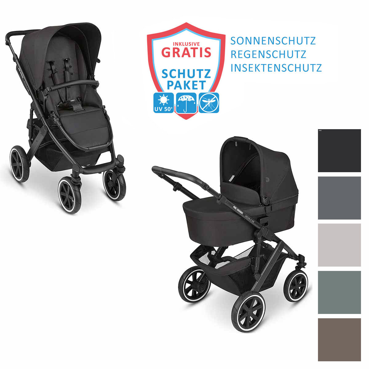 ABC Design GmbH ABC Design Kombi-Kinderwagen Salsa 4 Air – inkl. Babywanne & Sportsitz mit XXL Zubehörpaket