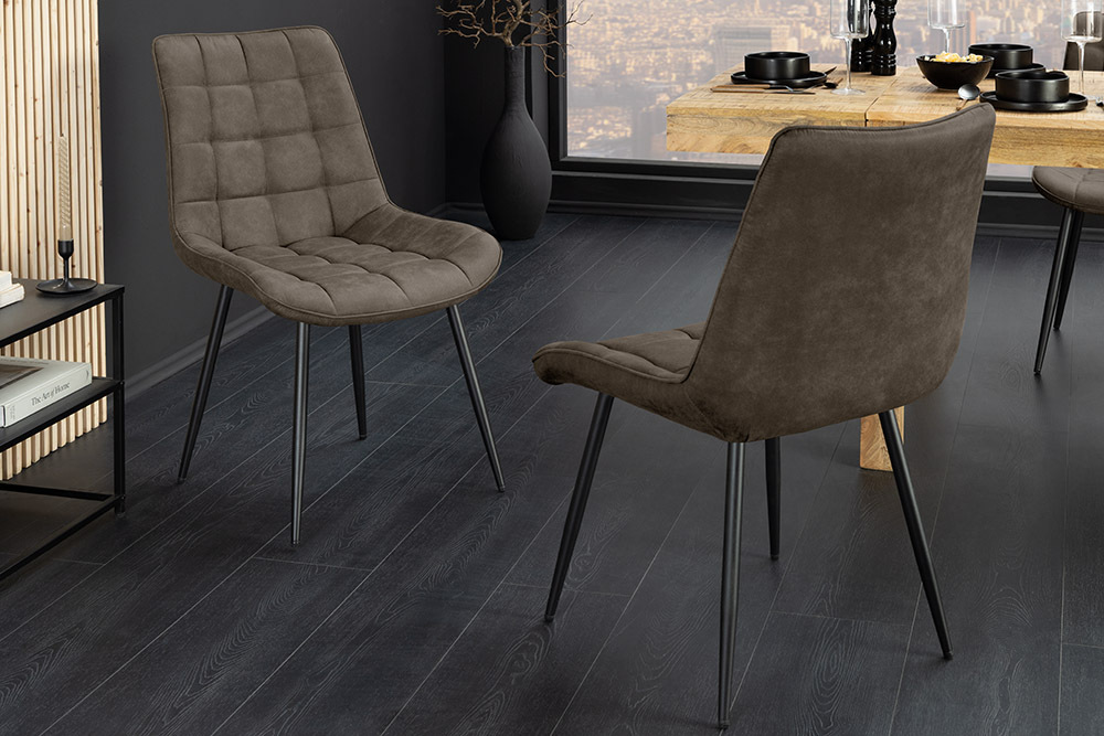Design Stuhl ROADSTAR taupe schwarze Metallbeine