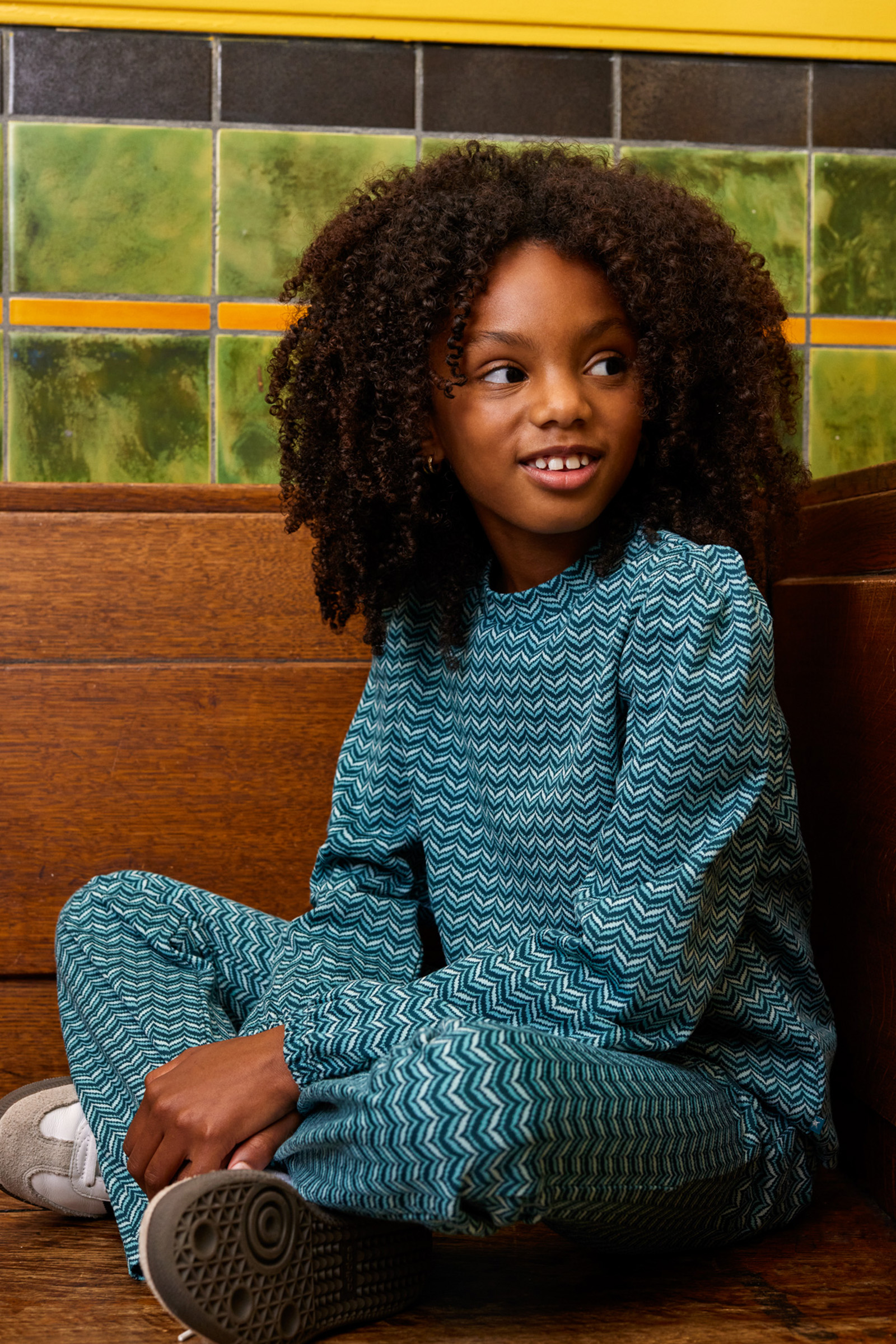 Meisjes sweater met dessin WE Fashion Zeegroen