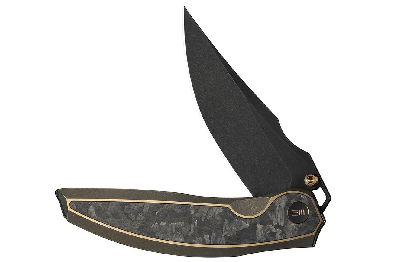 WE Knife Quinseris WE23093-2 Black Stonewashed Bronze Titanium Shredded Carbon Inlay, zakmes