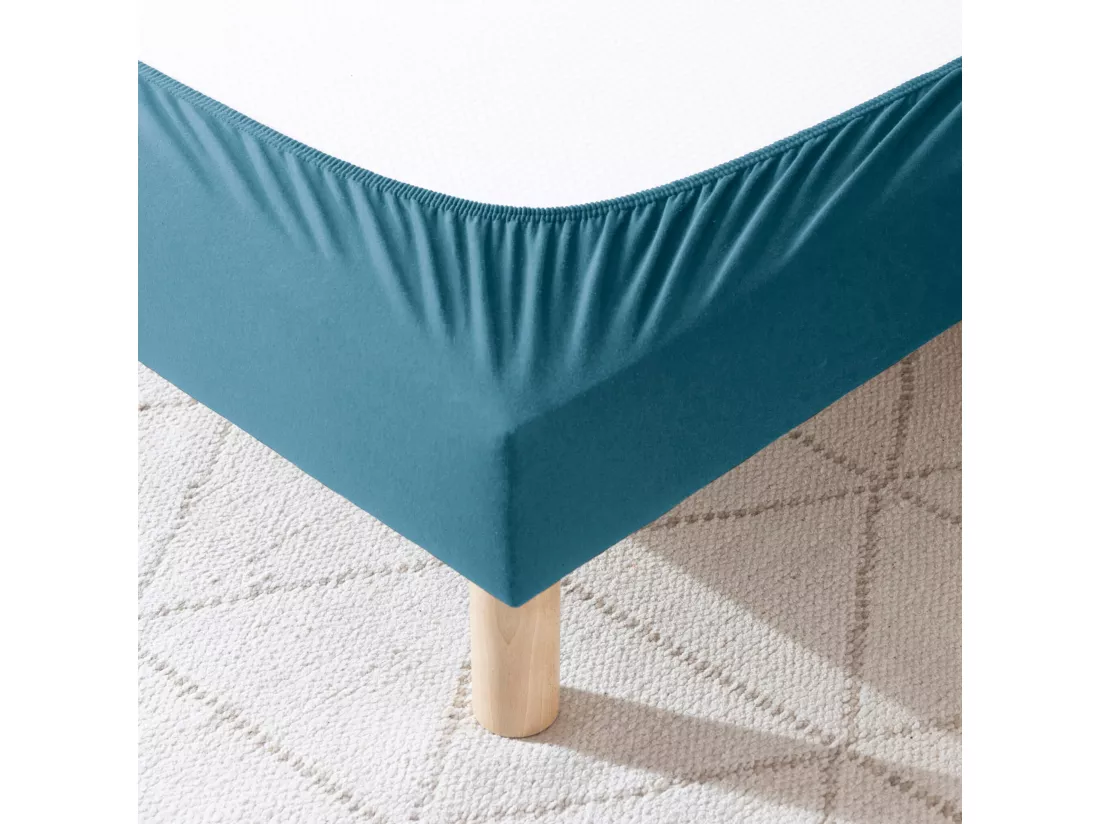 Cache-sommier coton jersey bleu océan 80x190