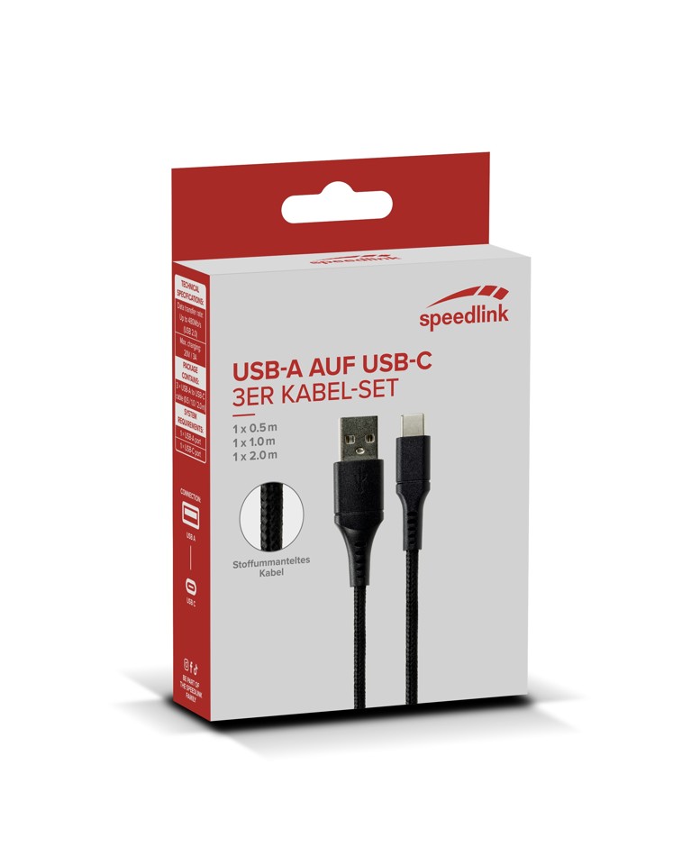 Speedlink - USB-A to USB-C Cable Set, black