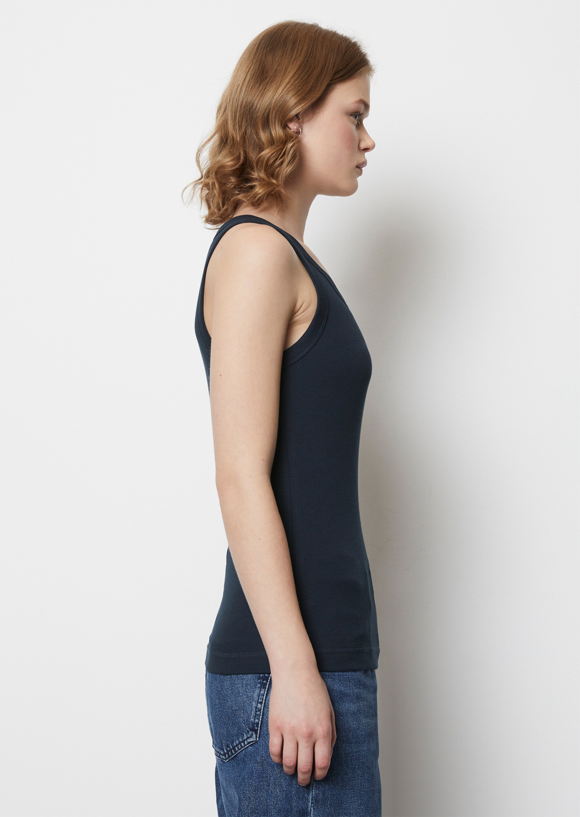 Tanktop slim aus geripptem Bio-Baumwolle-Stretch