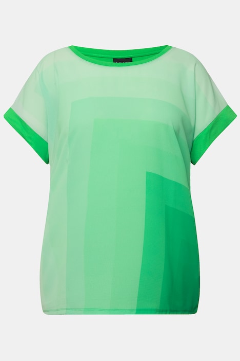 Blusenshirt, Oversized, Rundhals, Halbarm
