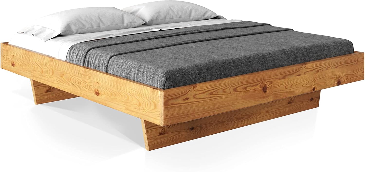 moebel-eins CURBY Wangenbett ohne Kopfteil, Material Massivholz, 140 x 220 cm, Natur